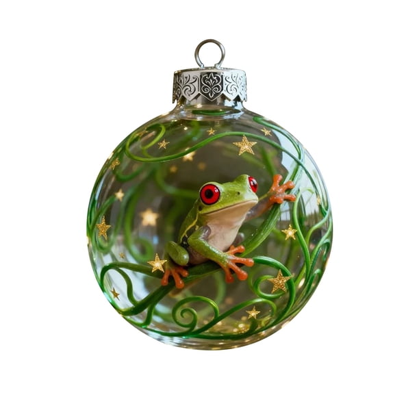 Colgantes de acrílico, decoraciones navideñas, exquisitas ranas navideñas, adornos colgantes planos de acrílico, decoración del hogar, adornos colgantes planos, decoración colgante, decoraciones de ja