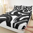 thumbnail image 5 of Castle Fairy Abstract Ink Swirl King Sheets 4pcs,Watercolor Textured Loop Bedding,Black White,1 Flat Sheet, 1 Fitted Sheet and 2 Pillowcases, 5 of 7
