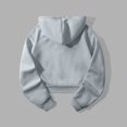 thumbnail image 4 of Women's Fashionable Long-sleeved Pullover And Solid-color Hooded Sweatshirt Gray, 4 of 4