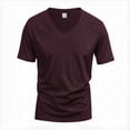 thumbnail image 5 of Qwertyu Men's T-Shirts Short Sleeve V Neck Shirts Summer Casual Classic Basic Tee Shirts Deep Red L, 5 of 5