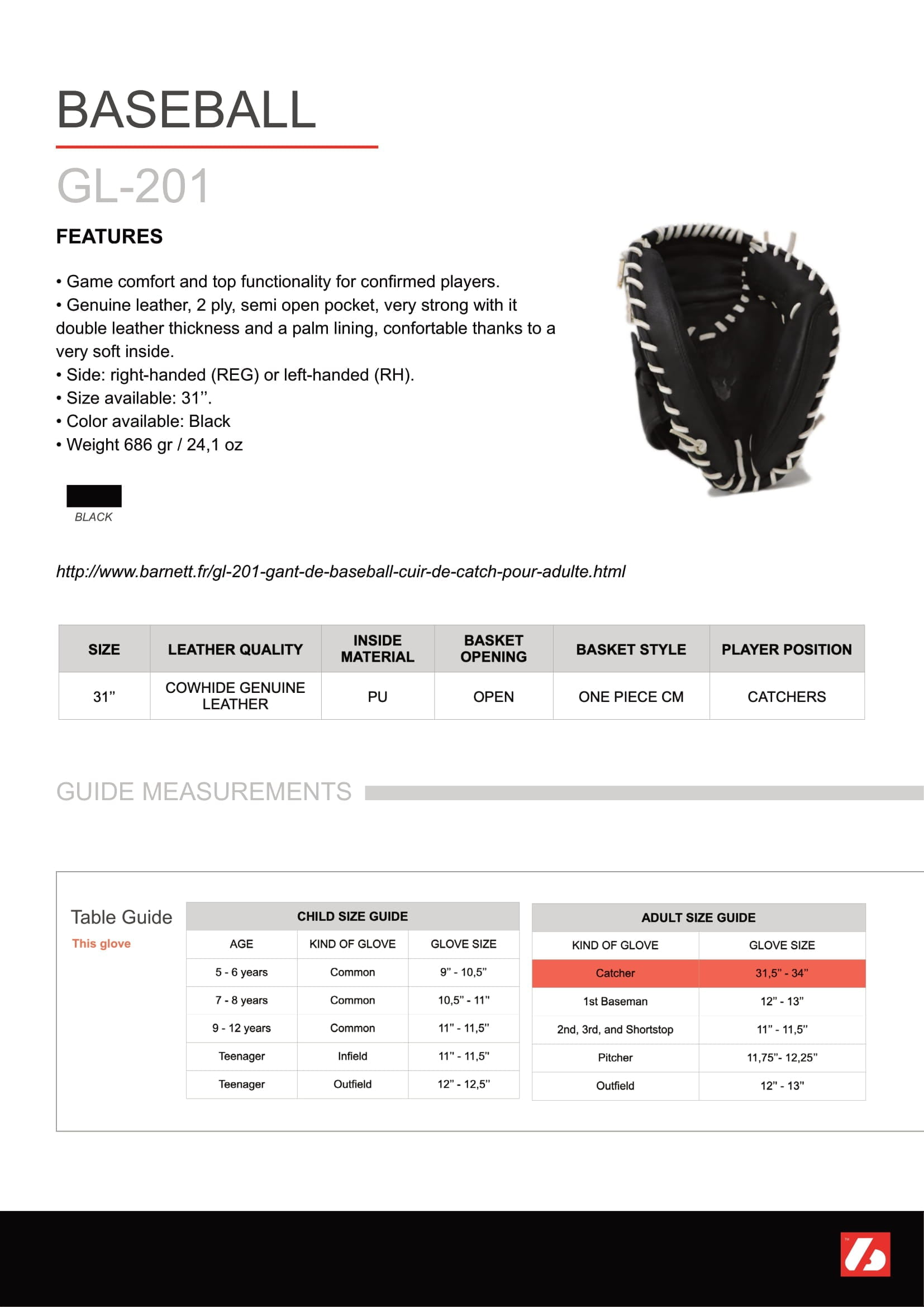 Baseball Glove Size Charts & Guide