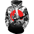 thumbnail image 2 of Sudadera con capucha de anime 2024, sudadera de samurái japonesa en 3D, sudaderas negras de moda para hombres y mujeres, ropa de otoño e invierno para hombres, 2 of 4
