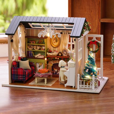 attic dimensional dollhouse miniature assembly handmade gifts holiday kit mini children birthday three diy