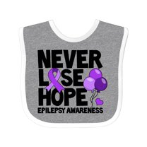 Inktastic Never Lose Hope Epilepsy Awareness with Balloons and Purple Ribbon Boys or Girls Baby Bib