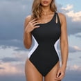 thumbnail image 2 of Sentmoon Womens Bathing Suits One Piece Curvy Womens Swimwear with Built in Bra Wireless Tummy Control Push Up Color Block Plus Size Backless Women Swimsuits Summer Holiday, 2 of 6