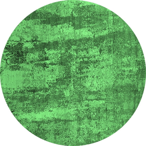 Ahgly Company Indoor Round Oriental Emerald Green Industrial Area Rugs, 8' Round