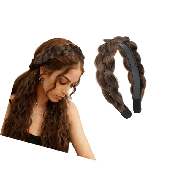 Vocoste Headband Synthetic Braided Hairpiece Wide Hair Band Hair Accessory for Various Looks Brown
