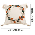thumbnail image 3 of Embroidered Fall Pillow Cover, Boho Throw Pillows Cover, Plush Pillow Cover with Letter Ring Design, 1Pc 17.7" Leaf Wreath Cotton Throw Pillow Cover with Tassels, 3 of 4