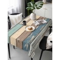 thumbnail image 6 of Blue Brown Beige Farmhouse Table Cloth, Vintage Wood Waterproof Tablecloth for Rectangle Tables, Reusable Washable Fabric Table Cover for Restaurant Kitchen Dining Tables 54"x108", 6 of 6