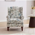 thumbnail image 2 of S-HOME Accent Chair with Retro Wood Legs, Floral Design Upholstered Armchair for Living Room Office and Bedroom Comfort,Blue，Antique Blue, 2 of 9