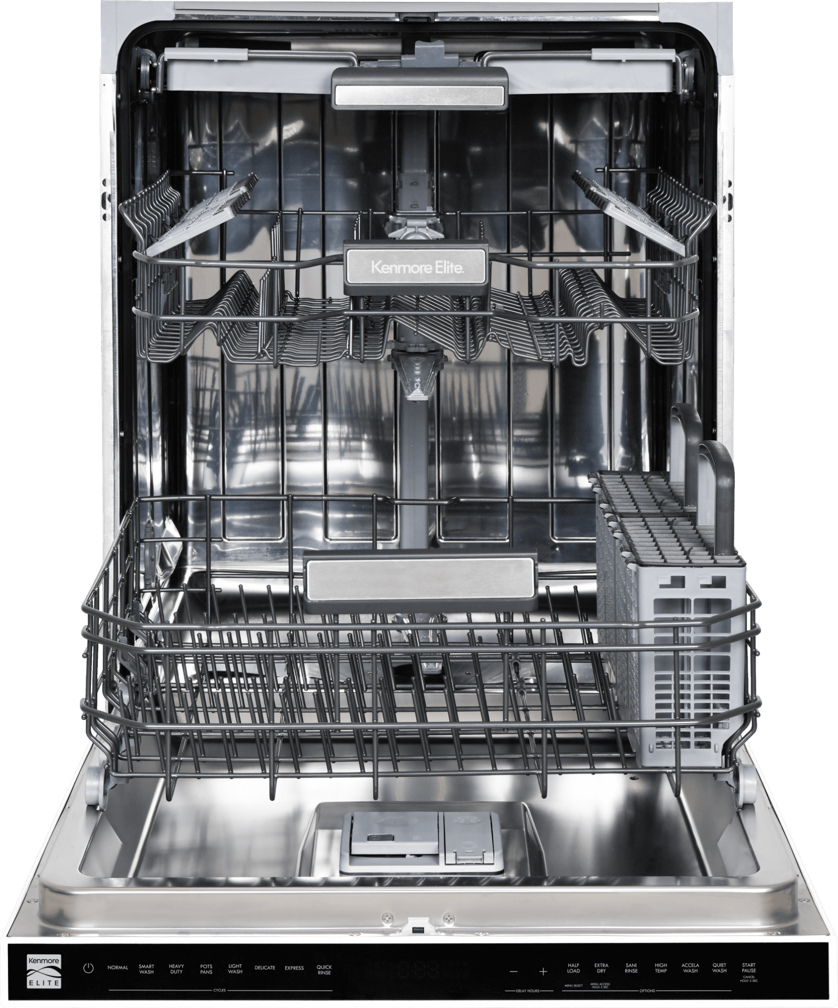 Kenmore Elite 24" Built-in Stainless Steel Tub Dishwasher, TotalFlex 3rd Rack, SmartWash, Energy Star Certified, White