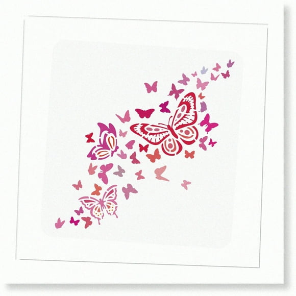 Square Butterfly Painting Templates (11.8x11.8inch) - Plastic Butterfly Decoration for Wood, Floor, Wall, and Fabric - Butterfly Drawing Stencils for Art