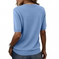 thumbnail image 4 of Resicozy Short Sleeve Sweater for Women Crew Neck Lightweight Pullover Sweater Spring Summer Tops Casual Blouse Basic Clothes Blue XL, 4 of 7