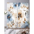 thumbnail image 3 of Blue Brown Spring Floral Sheer Curtains 84 Inch Length 2 Panels Set for Living Room/Bedroom, Summer Botanical Watercolor Curtain Sheers Drapes Rod Pocket Curtains Window Treatment Set 52''x84''x2, 3 of 7