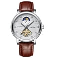 thumbnail image 1 of TEVISE T612 Reloj mecánico automático para hombres de negocios Pantalla de fase lunar Moda Casual Manecillas luminosas Correa de cuero Reloj de pulsera masculino resistente al agua, 1 of 8