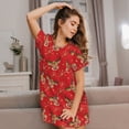 thumbnail image 3 of Honeii Christmas With Cute Deer Print Women's Loose Short Sleeve Nightgown, Soft Cotton Sleepwear, Comfy Loose Fit Pajama Dress for Sleep and Lounge, 3 of 6