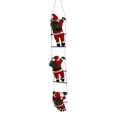 

UDIYO 1 Set Santa Claus Doll with Lanyard Ladder Design Anti-fade Easy Hanging Festive Rope Climbing Christmas Pendant for Party