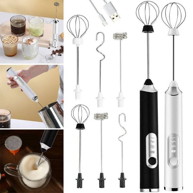 EIGTHTAIL Milk Frother Handheld with 3 Heads Coffee Whisk Foam Mixer with USB Rechargeable 3 Speeds Electric Mini Hand Blender for Cappuccino Latte Hot Chocolate Egg
