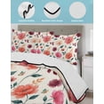 thumbnail image 3 of Twin XL Quilt Bedding Set, Pink Orange Floral Reversible Summer Quilt 3 Pieces, Farmhouse Botanical Flowers Boho Leaf Lightweight Bedspreads Coverlets with 2 Pillow Shams for All Seasons, 3 of 5