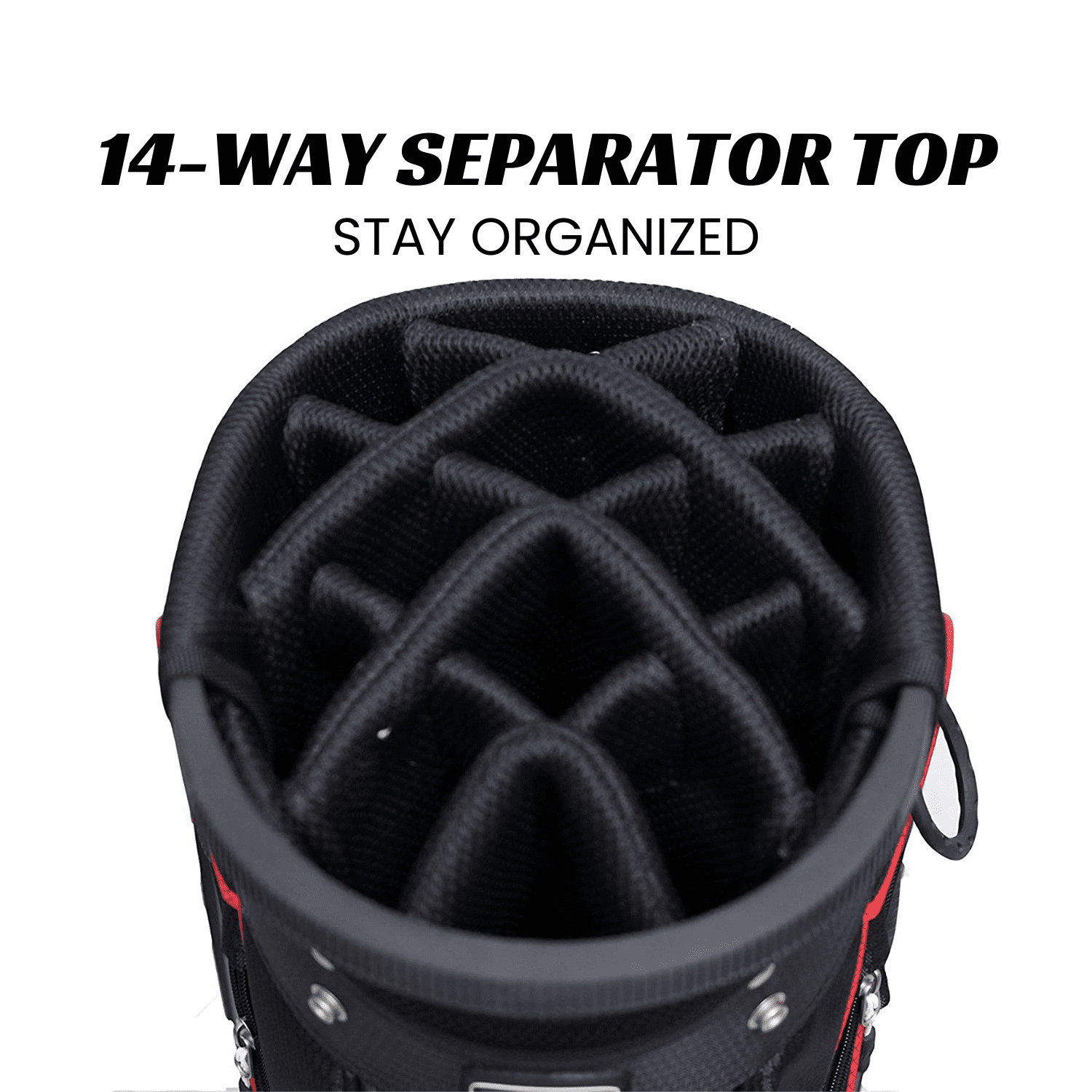 Majek Men's Black Red Golf Bag 9 inch 14-way Friendly Separator Top
