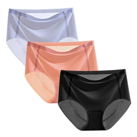 MZXELPRJD Womens Underwear Women s Simple Fashion Casual Mini Panties Silk Pure Color No Breathable Midriff Panty 3 Piece Set High Waisted Underwear for Women M