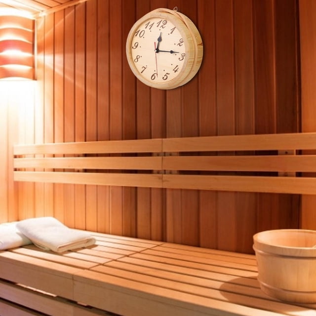 Reloj decorativo de sauna ANGGREK tipo número madera 230 mm