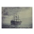 thumbnail image 1 of Nautical Cutting Board, Old Pirate Ship in the Sea Historical Cruise Retro Voyage Grunge Style Art, Decorative Tempered Glass Cutting and Serving Board, Large Size, Plum Tan, by Ambesonne, 1 of 1