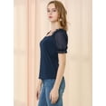 thumbnail image 4 of INSPIRE CHIC Women's Elegant Puff Sheer Sleeve Blouse Square Neck Tops, 4 of 6