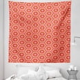 thumbnail image 1 of Abstract Tapestry, Hexagonal Shapes with Stripes in Warm Tangerine Tones, Fabric Wall Hanging Decor for Bedroom Living Room Dorm, 5 Sizes, Pink Peach, by Ambesonne, 1 of 1