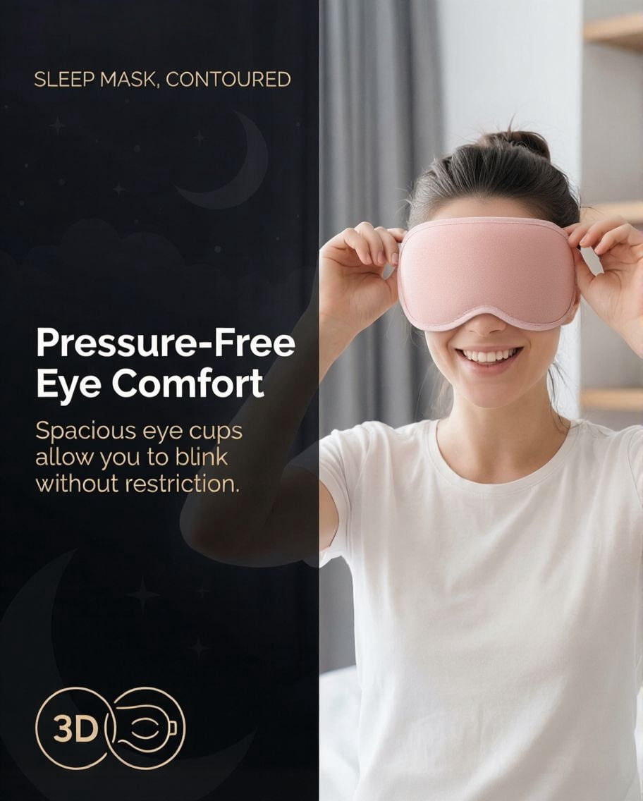 Weighted Sleep Mask for Light Sleepers, 3D Blackout Eye Mask for Deep Night Sleep and Light Blocking