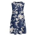thumbnail image 3 of WTOBBY Women's Casual Fashion Breathable V-Neck Vest with Pockets Floral Holiday Dress, Summer Style with Lightweight Fabric, Comfortable and Flowy for Vacation Wear,Navy 2XL, 3 of 4