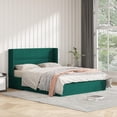thumbnail image 3 of Zanmintaobo Queen Lift up Storage Bed with Wingback Headboard,Hydraulic Linen Upholstered,Metal Frame,No Box Spring Needed,Easy Assembly,Green, 3 of 5