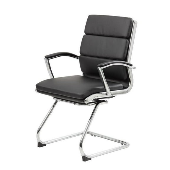 Boss Office Products CaressoftPlus Executive Guest Chair with Chrome Frame, Black