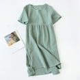 thumbnail image 2 of ZZwxWA Women Cotton Casual Short Sleeve Dress Basic Midi Comfortable Dress Crew Neck Pullover Womens Lightweight Nightgown House Dress Comfy Sleep Shirt, 2 of 4