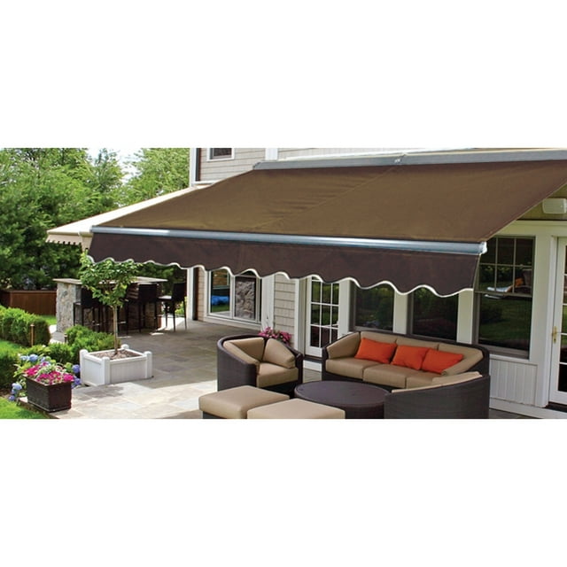 ALEKO Parasol Demi-Cassette Rétractable Terrasse Auvent 10x8 ft Couleur Marron