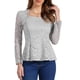 thumbnail image 1 of Blusas de encaje para mujeres, cuello cuadrado, de manga larga, elásticas, elegantes, casuales, con peplum, color gris, 1 of 6