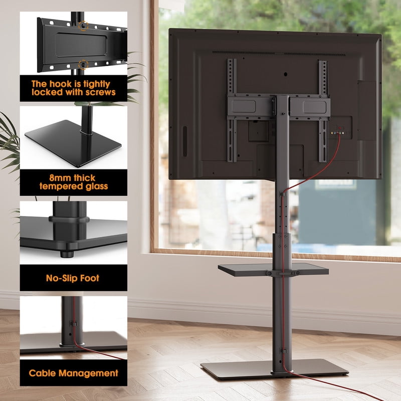 Floor TV Stand for 32-65 inch TVs up to 88lbs with Tilt