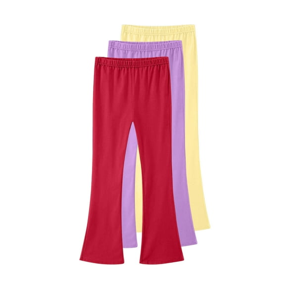 Lmnyox 3 Pack Leggings for Girls Solid Flare Leg Cotton Leggings Big Girls Stretchy Bell Bottom Yoga Pants