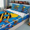 thumbnail image 3 of meiyoeat Construction R Initial Hard Hat Zipper Comforter Set with Fitted Sheet and 2 Pillowcases, Cartoon Truck Zipper Bedding Set for Boys Girls, Blue, Polkadot Reversible, 3pcs, 3 of 6