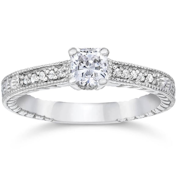 1/2ct Princess Cut Diamond Engagement Ring 14K White Gold