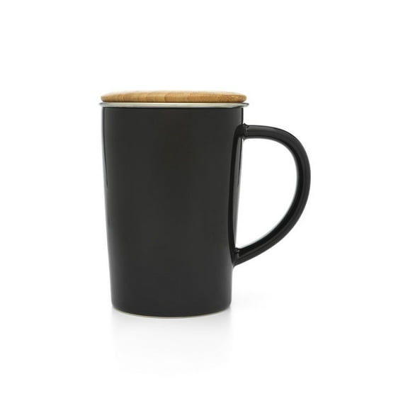 Bredemeijer 14oz Ceramic Tea Mug with Bamboo Lid | Black