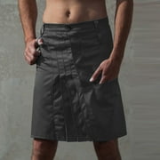 Golf Pants Mens Fashion Casual Scottish Style Retro Solid Pocket Pleated Skirt Black