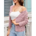 thumbnail image 3 of Yesfashion Women's Lightweight Crochet Cardigan 3/4 Sleeve Cropped V Neck Button Shrug Knit Sweater Tops, 3 of 6