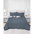 thumbnail image 3 of Navy Blue Striped Full Size Down Alternative Comforter, Lightweight Comforter Quilt Bedding Set with Pillow Shams Modern Abstract Art Aesthetics All Seasons Bed Comforter Duvet Insert 78"x90", 3 of 7
