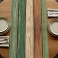 thumbnail image 5 of Farmhouse Dark Sage Green Brown 70 Inch Table Runner, Vintage Wooden Striped Farmhouse Dresser Scarf Cotton & Linen Tablerunner for Dining/Kitchen Island/Holiday Party Décor 13" x 70", 5 of 9