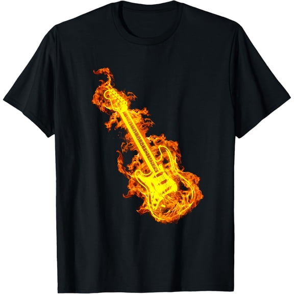 Electric Guitar In Flames Gift Rock Guitar Lovers T-Shirt