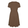 thumbnail image 5 of Gealkoca Maxi Dress for Women Wrap V Neck Short Sleeve Summer Casual Elegant Flowy Long Dresses Summer Solid Color Beach Vacation Pleated Dress, 5 of 8