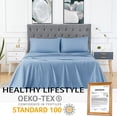 thumbnail image 3 of GlowSol 4 Pcs Full Size Bamboo Sheets Set Deep Pocket Cooling Sheets for Night Sweats Hotel Quality Cool Bed Sheets, Blue, 3 of 9