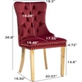 thumbnail image 7 of JESTOP Velvet Dining Chairs Set of 4, Tall Back Side Chair, Modern Upholstered Side Chair with Button Back Ring, Gold Plated Stainless Steel Legs (Red), 7 of 7