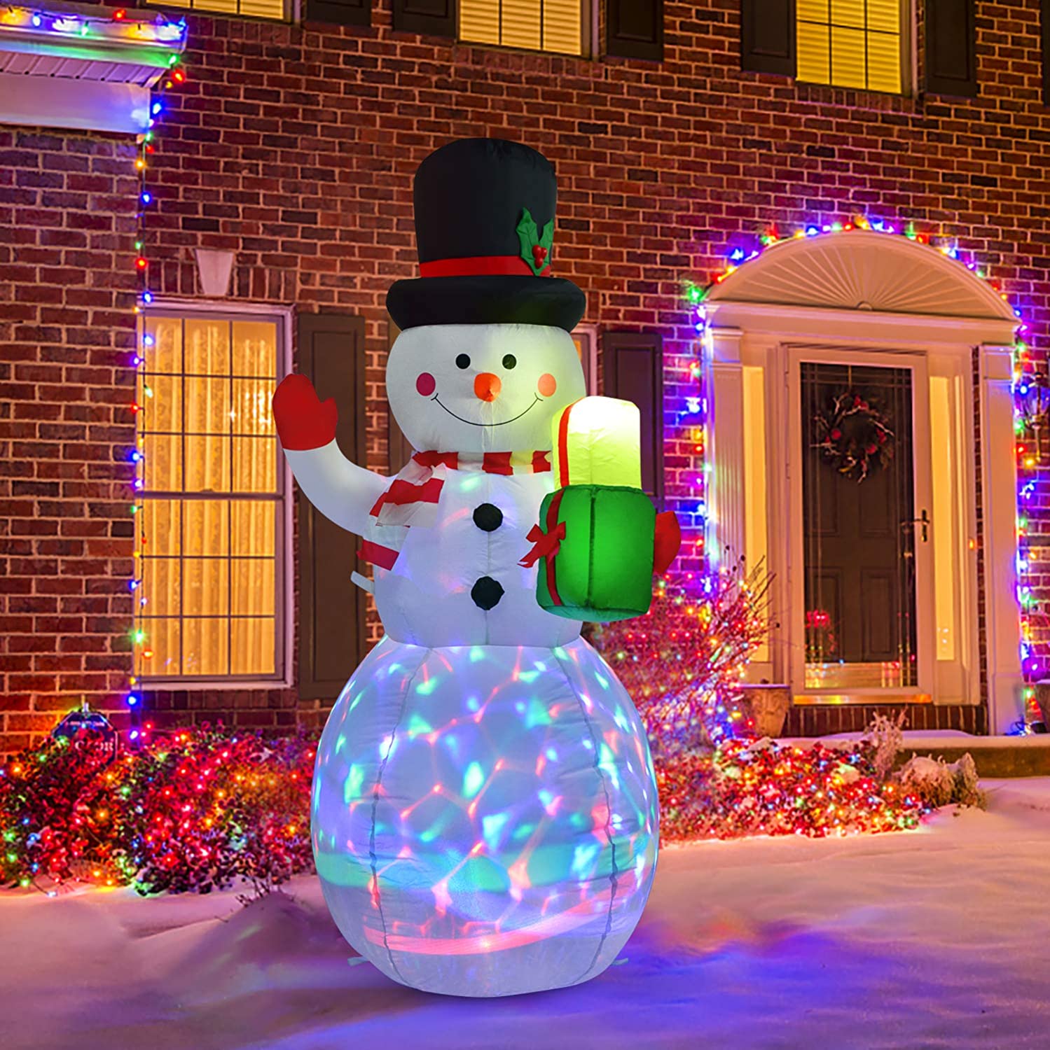 Coolmade 5ft Christmas Inflatables Blow Up Yard Decorations with Rotating LED Lights, Upgrade 
